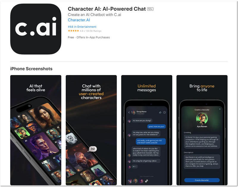 character ai app for iphone
