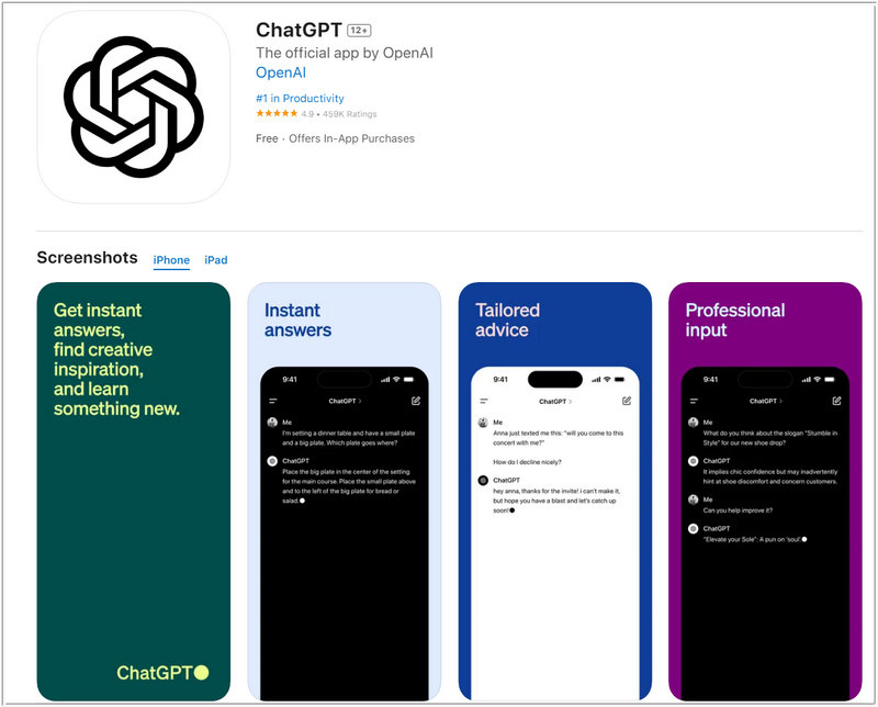 chatgpt app for iphone