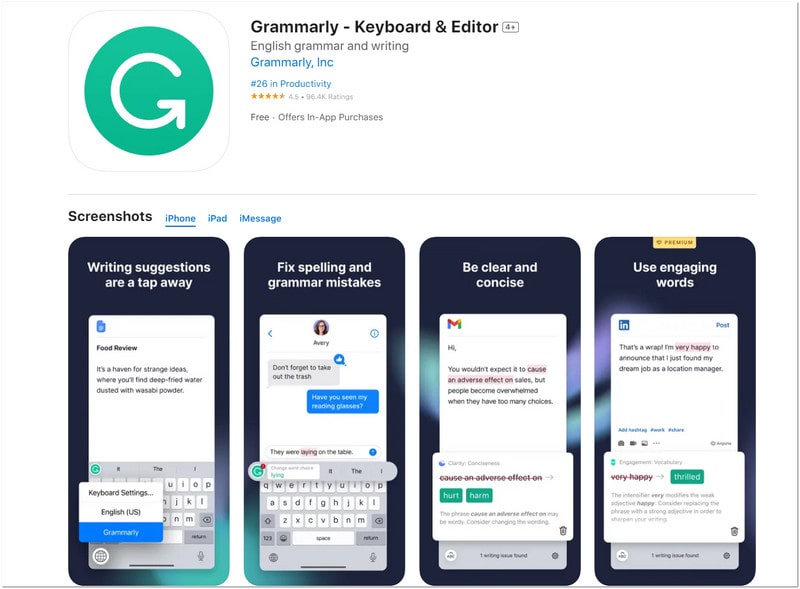 grammarly app for iphone